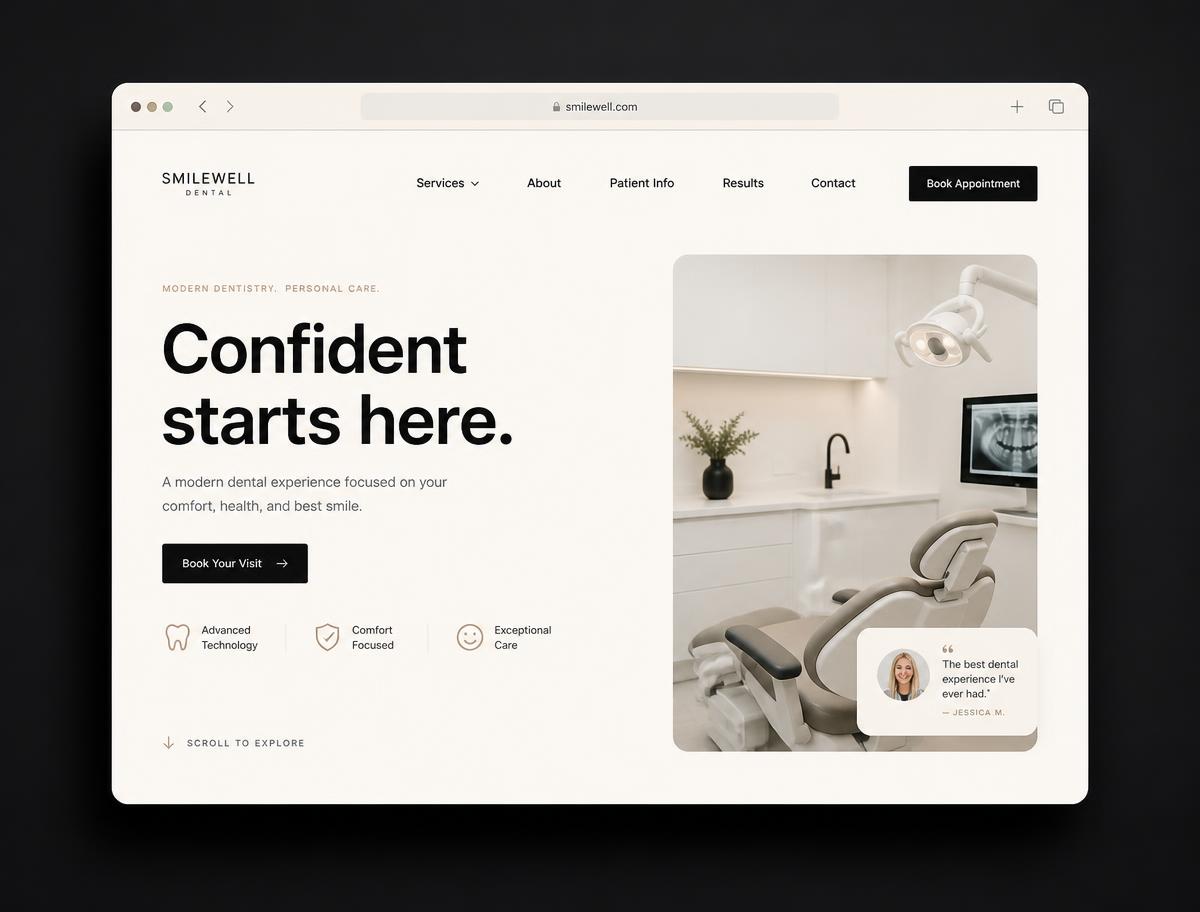 Smilewell Dental website design concept
